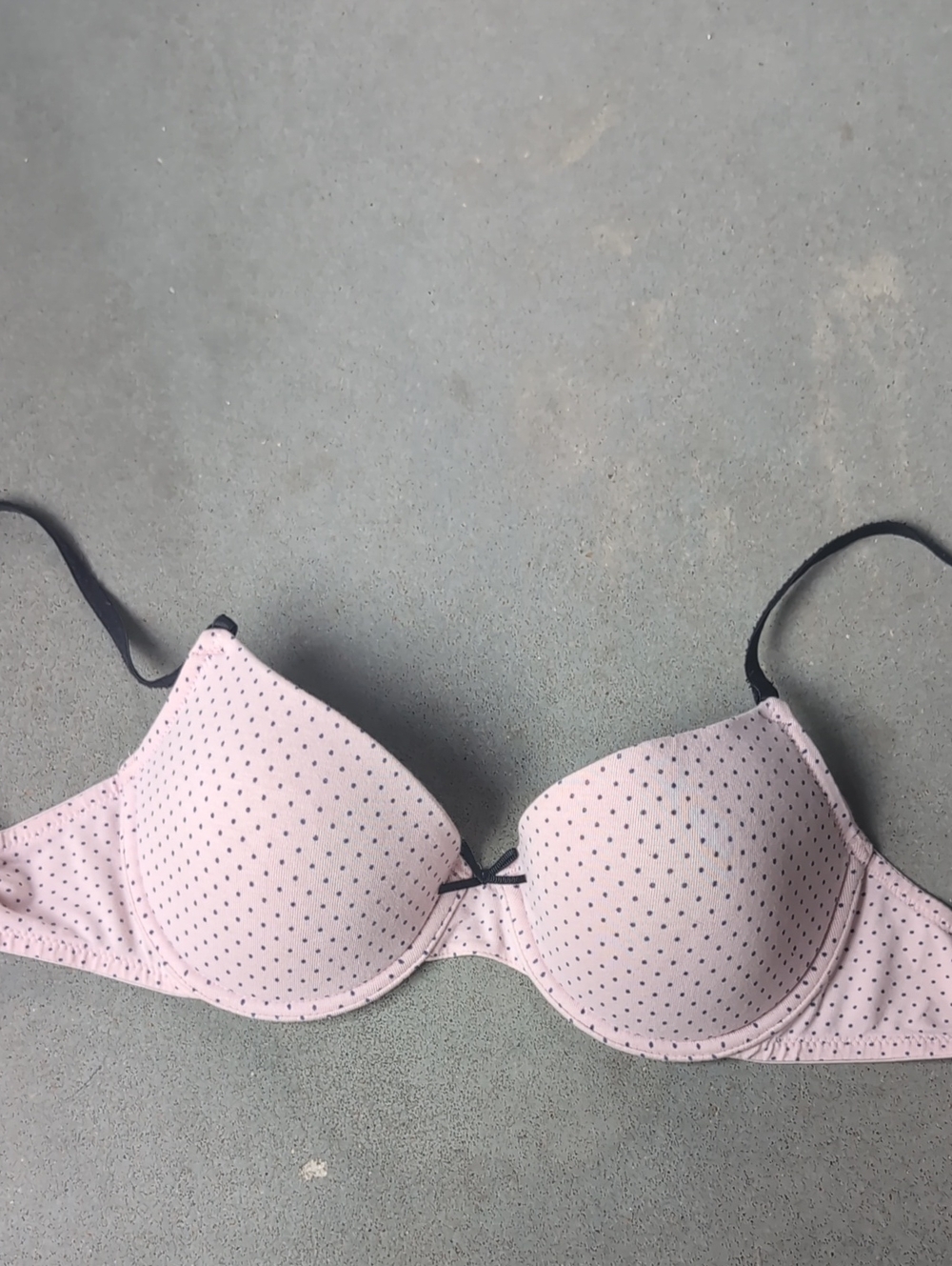 aerie Light Pink Polka Dot Underwire Bra with Black Straps